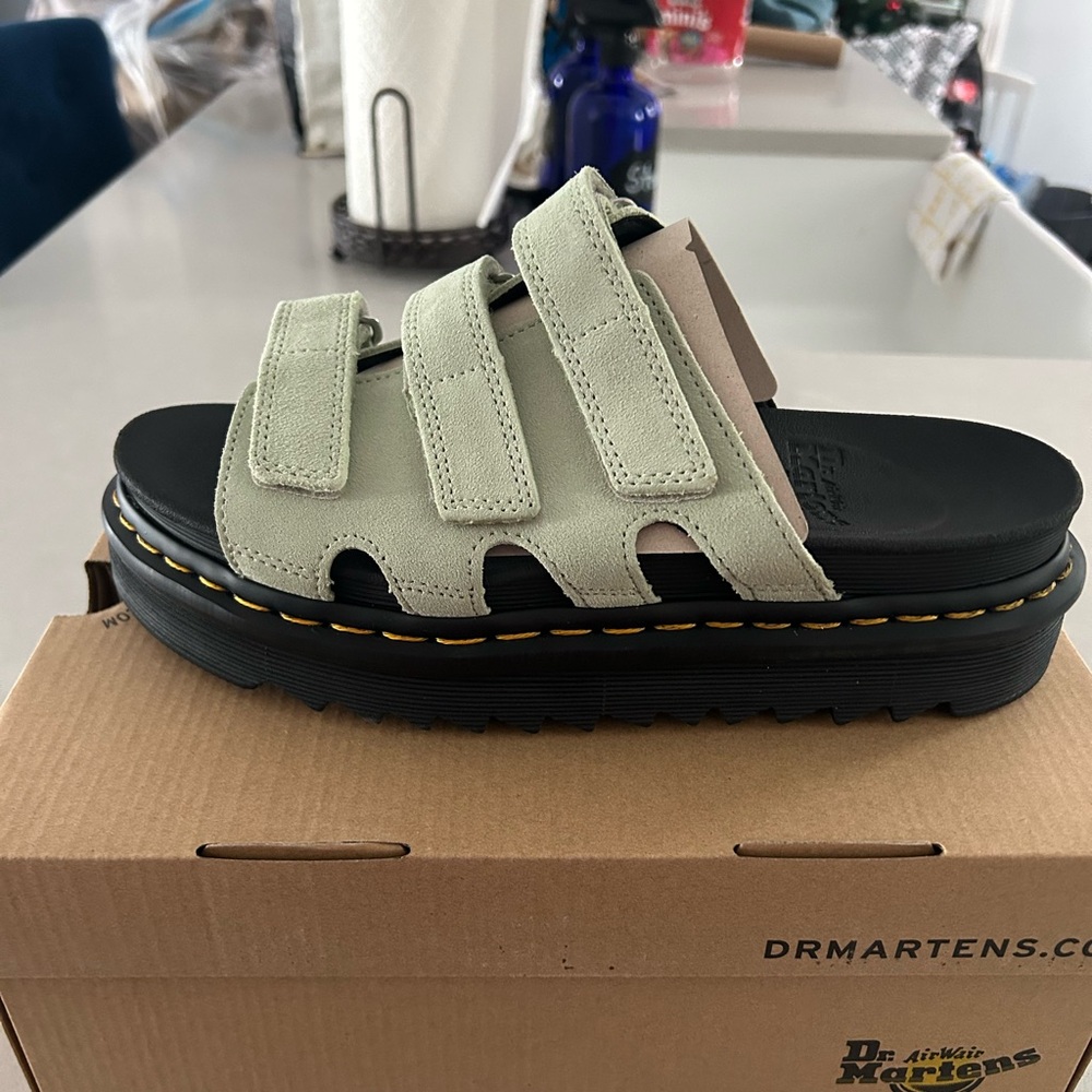 Dr. Martens Raine Slide Sandals in Sage Green - Picture 7 of 11